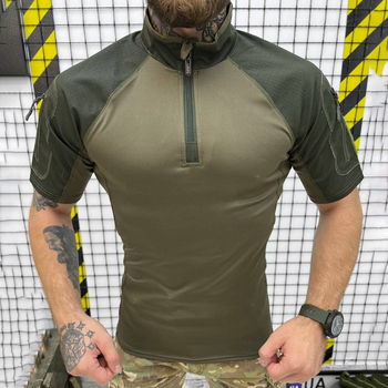 Мужской Убакс Logos с короткими рукавами и карманами / Прочная уставная Рубашка олива размер S