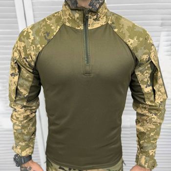 Мужской крепкий Убакс с высоким воротником на молнии / Плотная рубашка рип-стоп пиксель размер M