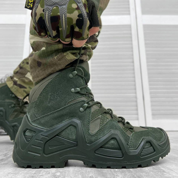 Мужские кожаные Ботинки АК на гибкой полиуретановой подошве / Водонепроницаемые Берцы олива размер 45