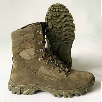 Утеплені Берці з натуральної шкіри з підкладкою Airtex / Зимові черевики у кольорі олива розмір 41