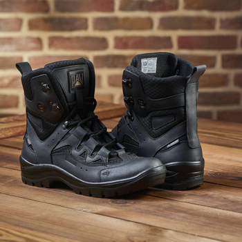 Универсальные кожаные Берцы с мембраной / Летние Ботинки на двухкомпонентной подошве черные размер 38