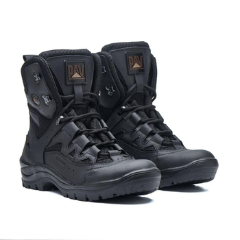 Универсальные кожаные Берцы с мембраной / Летние Ботинки на двухкомпонентной подошве черные размер 46