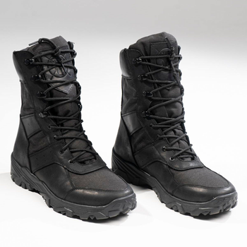 Мужские зимние Берцы Варриор до -15°C с ортопедической стелькой / Ботинки кожаные на подкладке Gore-Tex черные