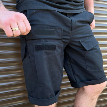 Мужские крепкие Шорты с накладными карманами рип-стоп черные размер L