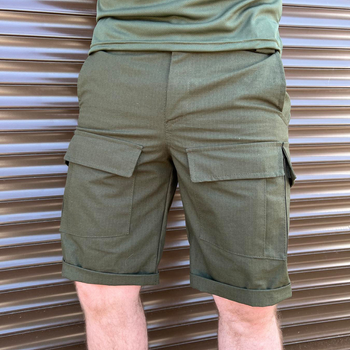 Чоловічі міцні Шорти із накладними кишенями ріп-стоп хакі розмір XL