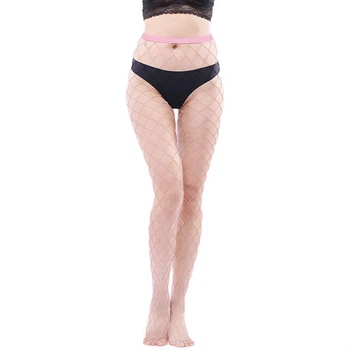 Колготки в крупную сетку розовые One Size