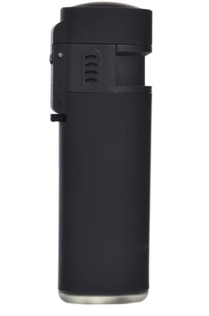 Зажигалка газовая турбо PROF FULL BLACK RUBBER GRENADE регулятор пламени пластик Черный (40804680)