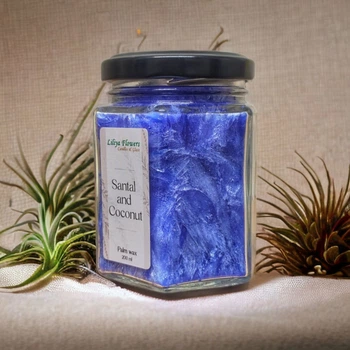 Синяя свеча Santal and Coconut из пальмового воска Liliya Flowers(0263)