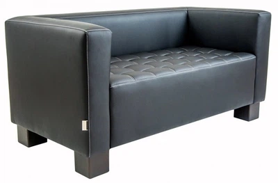 Диван Spase Двійка 76 x 150 x 76H см Натуральна Шкіра Lux Італія Чорний