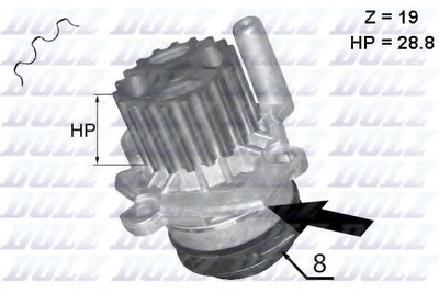 Водяной насос 2.0TDI Caddy III/Golf VI 12- Dolz (A224)