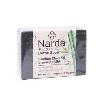 Чорне шматкове мило детокс з бамбуковим вугіллям Narda 80 г (8851445944457)