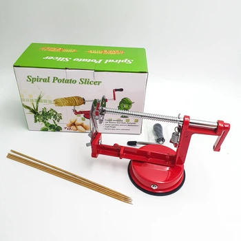 Машинка слайсер для спіральної нарізки картоплі картоплерізка UKC Spiral Potato Slicer червоний