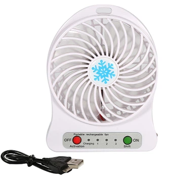 Вентилятор настольный аккумуляторный 18650 USB диаметр 10см Portable Fan Mini белый