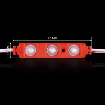 Світлодіодний модуль BRT XG191 5630-3led 1,5W RED 12v IP65 червоний з лінзою півсфера