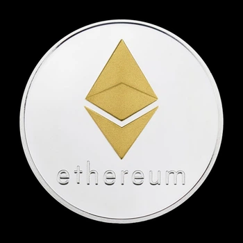Посріблена сувенірна монета Ethereum ETH — криптовалюта, колекційний сувенір