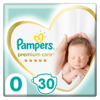 Підгузки Pampers Premium Care розмір 0 Newborn 1 - 2.5 кг 30 шт (4015400536857)