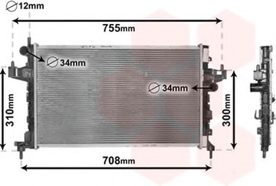 Радиатор охлаждения двигателя CORSAC 13/7CDTi MT/AT 03- Van Wezel Van Wezel (37002380)