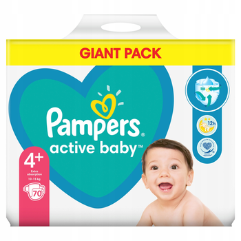 Pieluchy Pampers Active Baby Rozmiar 4 + 10 - 15 kg 70 szt. (8001090949813)