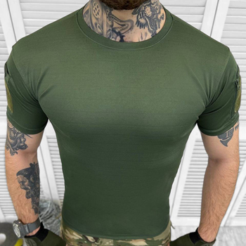 Мужская футболка Single Sword CoolPass приталенного кроя с липучками под шевроны хаки размер L