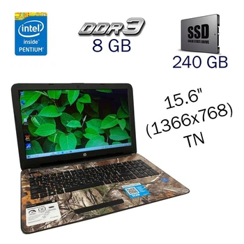 Ноутбук HP 15-BN070WM / 15.6" TN / Intel Pentium N3710 (4 ядра по 1.60-2.56 GHz) / 8GB DDR3 / 240GB SSD / HD Graphics 405 / WebCam б/у