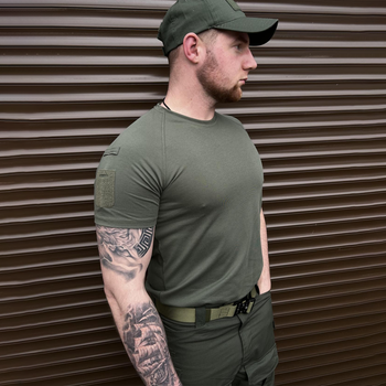 Мужская футболка прямого кроя с липучками под шевроны олива размер M