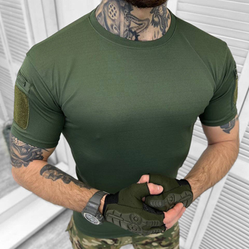 Мужская футболка Single Sword CoolPass приталенного кроя с липучками под шевроны хаки размер 2XL