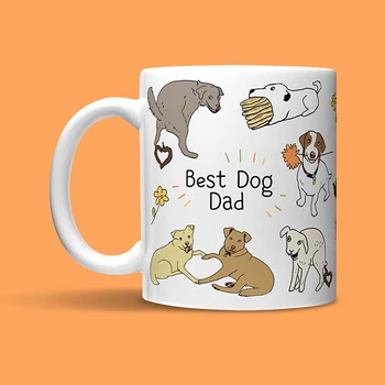 Кружка біла керамічна Chainik-Rassela з принтом та написом "Best Dog Dad " 320 мл