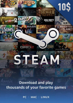 Код активации Steam Gift Card (Стим) на 10 USD US-регион