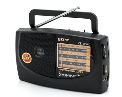 Радіоприймач портативний AM/FM, KIPO KB 308AC, Чорний / Портативне кишенькове радіо