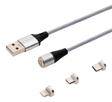 Kabel Savio CL-153 Magnetic 3 w 1 Type-C, Micro USB, Lightning (SAVKABELCL-153)