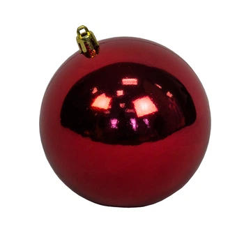 Елочная игрушка - шар, D10 см, красный, глянец, пластик (890278)