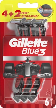 Одноразові станки для гоління чоловічі Gillette Blue3 Nitro 6 шт (7702018362585)