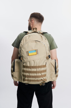 Тактический рюкзак баул Int мужской светлый бежевый с косым карманом М-35434