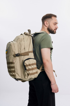 Тактический рюкзак баул Int мужской светлый бежевый с косым карманом М-35434