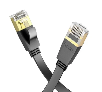 Патч-корд Hoco US07 General pure copper flat network cable (L-10M) Black