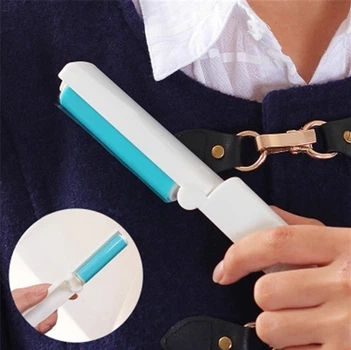 Силіконовий липкий ролик валик для чищення одягу Portable Stick Wool Mini Blue