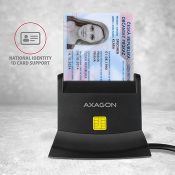 Сканер Axagon для смарт-ID/банківських/сім карт + SD, microSD USB 2.0 (CRE-SM2)