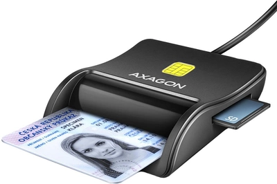 Skaner Axagon FlatReader do kart smart-ID / bankowych / SIM + SD, microSD USB 2.0 (CRE-SM3SD)
