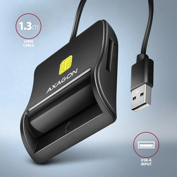 Сканер Axagon FlatReader для смарт-ID/банківських/сім карт + SD, microSD USB 2.0 (CRE-SM3SD)