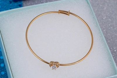 Браслет Xuping Jewelry дитячий сердечко з білим каменем 5.5 см 5 мм на руку 14-16 см золотистий