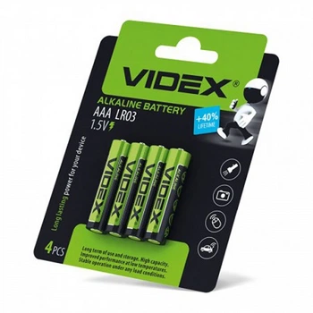 Батарейка VIDEX 21165 AAA/LR03 щелочная Blister/4pcs 1.5В