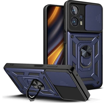 Чехол Camshield c кольцом-подставкой на Poco F5 dark blue