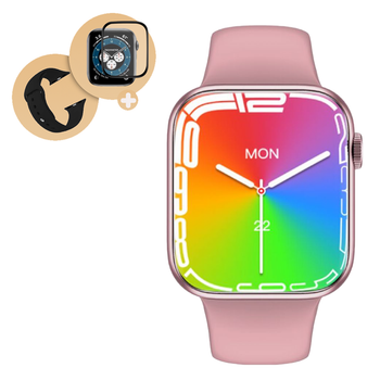 Умные смарт часы AirPro GS8 Mini 41mm Premium Smart Watch Series 8 Pink + Украинское меню Aluminium cпортивные с микрофоном тонометром + ремешок и защитная пленка в подарок