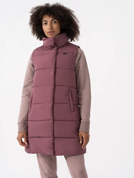Теплий жилет подовжений жіночий 4F Vest F076 4FAW23TVESF076-53S XS Рожевий (5904698481200)