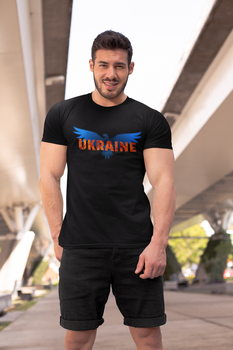 Футболка чорна з патріотичним принтом "Україна. Ukraine. Орел з розкритими крилами" Push IT M