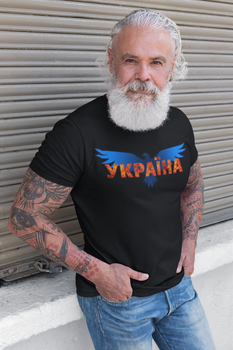 Футболка чорна з патріотичним принтом "Україна. Орел з розкритими крилами" Push IT L