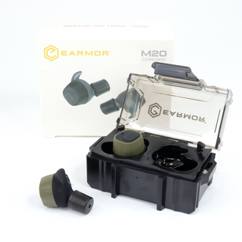 Активні внутрішньоканальні навушники (беруші) з шумозаглушенням Earmor M20 зелені