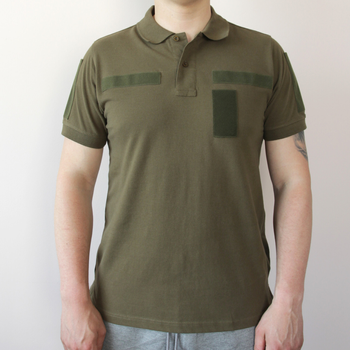 Качественная футболка Олива/Хаки котон, футболка поло с липучками (размер L), армейская рубашка под шевроны
