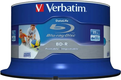 Verbatim BD-R 25 GB 6x DataLife Printable 25 шт (23942438113)
