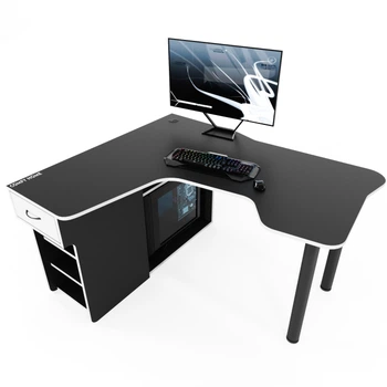 Стол игровой геймерский угловой Comfy-Home Kano-2 Zeus ламинированная ДСП Черно-белый